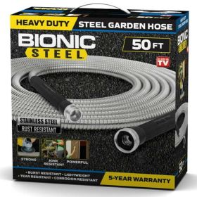 Bionic Steel Garden Hose, 304 Stainless Steel Metal Water Hose – Flexible, Lightweight, Crush Resistant Aluminum Fittings, Kink & Tangle Free