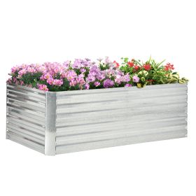 Outsunny Galvanized Raised Garden Bed Kit with Reinforcing Bars, Large and Tall Metal Planter Box for Vegetables, Flowers and Herbs, 6' x 3' x 2'