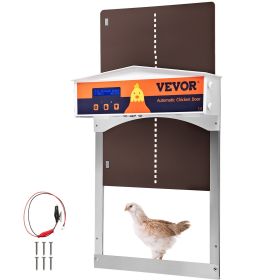 VEVOR Brown Automatic Chicken Coop Door, Auto Close, Gear Lifter Galvanized Poultry Gate with Evening and Morning Delayed Opening Timer & Light Sensor