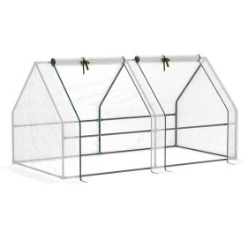 6' x 3' x 3' Portable Mini Greenhouse;  Outdoor Garden with Large Zipper Doors and Water/UV PE Cover;  White