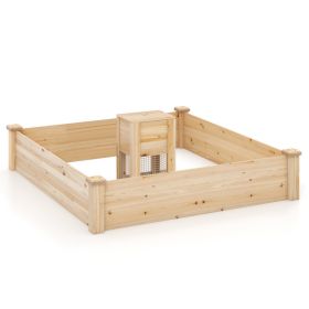 49" x 49" x 10" Raised Garden Bed with Compost Bin and Open-ended Bottom