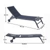 Outdoor Chaise Lounge Chair; Five-Position Adjustable Metal Recliner; Black