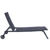 Outdoor Chaise Lounge Chair; Five-Position Adjustable Metal Recliner; Black