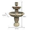 48inches Outdoor Concrete Floor Water Fountain with Submersible Electric Pump for Yard Patio Lawn Home Decor