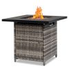 28-Inch Fire Table, 50000 BTU Gas Firepit with Volcanic Stone Black