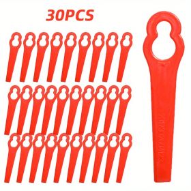 30pcs Plastic Grass Trimming Blade Lawn Mower Blade Cordless Trimmer Garden Tool Lawn Mower Trimmer Trimmer Accessories (Color: Red)