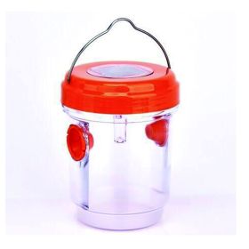 1pc Solar Power Wasp Trap Hanging; Outdoor Bee Trap With UV LED Light; Reusable Trapping Bucket For Insects (Color: Orange)