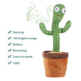 Plush Dancing Cactus Repeat What You Said Kids Stuffed Toys Singing Spanish Song Shaking With Music Plant Toy Children Education (Color: 3xAA English repeat)