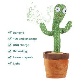 Plush Dancing Cactus Repeat What You Said Kids Stuffed Toys Singing Spanish Song Shaking With Music Plant Toy Children Education (Color: USB English repeat)