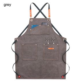 Durable Work Apron with Tool Pockets Heavy Duty Unisex Canvas Adjustable Cross-Back Straps Apron For Carpenter Painting Home BBQ (Ships From: China)