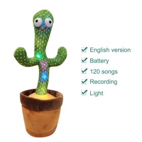 Plush Dancing Cactus Repeat What You Said Kids Stuffed Toys Singing Spanish Song Shaking With Music Plant Toy Children Education (Color: 3xAA English)