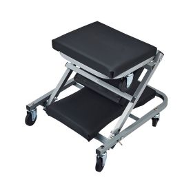 Creeper Seat Rolling Chair Auto Mechanics Shop Garage Work Stool (Color: Black & Gray)