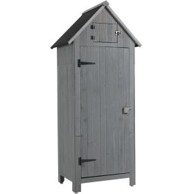 Outdoor Tool Storage Cabinet, Wooden Fir Garden Shed with Single Storage Door (Color: as picture2)