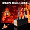 Propane Forge, Propane Knife Forge Three Burner w/1 door Large Capacity, Farriers Furnace Square Propane Burner Forge for Knife and Equipments