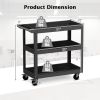 3-Tier Metal Utility Cart Trolley Tool with Flat Handle and 2 Lockable Universal Wheels